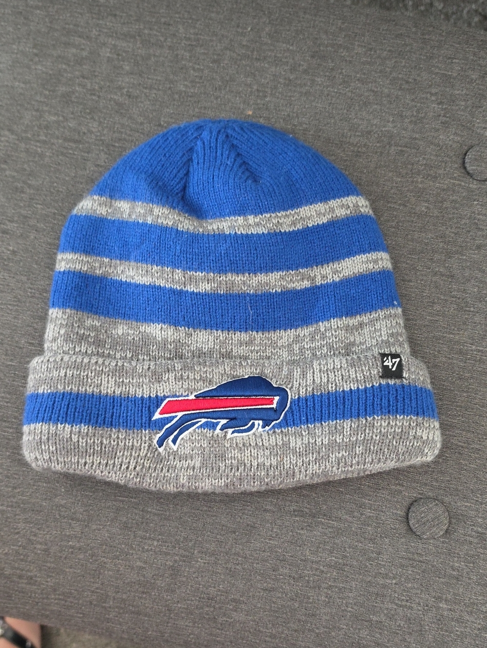 47 Men's Buffalo Bills Blue & Gray Striped Knit Cap